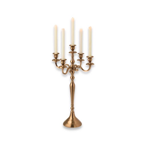 DE-CA-ALOR Goldener Aluminium-Kerzenständer mit Kerze 35 cm.