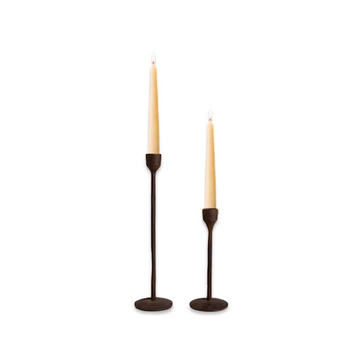DE-CA-FORJ Schmiedeeiserner Kerzenständer mit Kerze – 14, 18, 20, 30 & 35 × 5 cm
