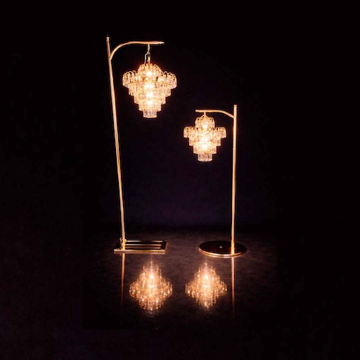 DE-LE-ARL Kristall-Kronleuchter-Stehlampen L 30x35x130 cm 85x58 cm.