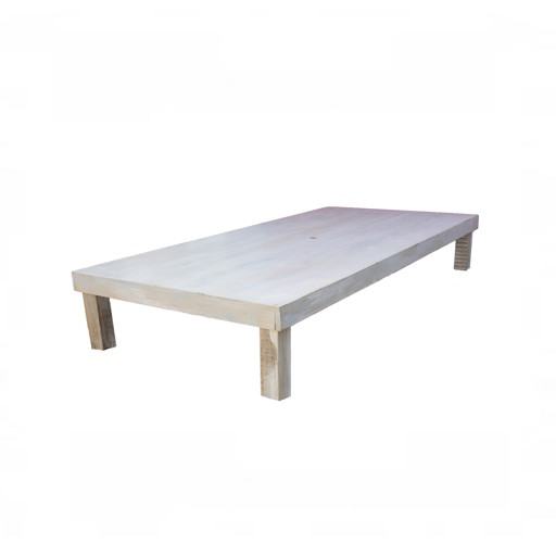 Low rect. clear Wooden Table 120x250 cm.